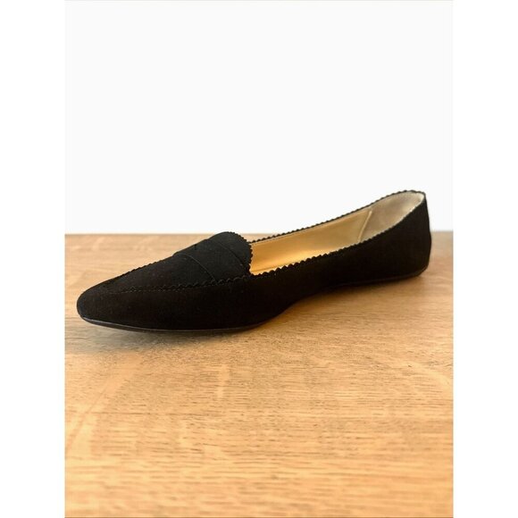 Talbots Women's Sz 7 Black Suede Slip-On Penny Loafers Classic Capsule Wardrobe - Picture 1 of 7